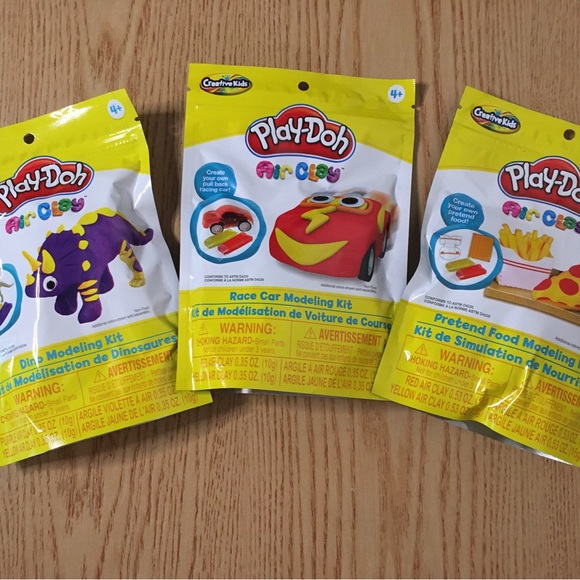 New Bundle Of 6 Play-Doh Air Clay Modeling Kits Include 2-Food 2-Race Car 2-Dino - Picture 7 of 7
